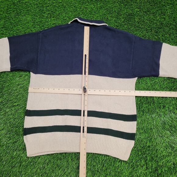 IZOD Collared Sweater Large 21x27 Beige Blue - Picture 5 of 12